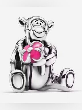 Silver & Pink Tigger Flower Disney Charm